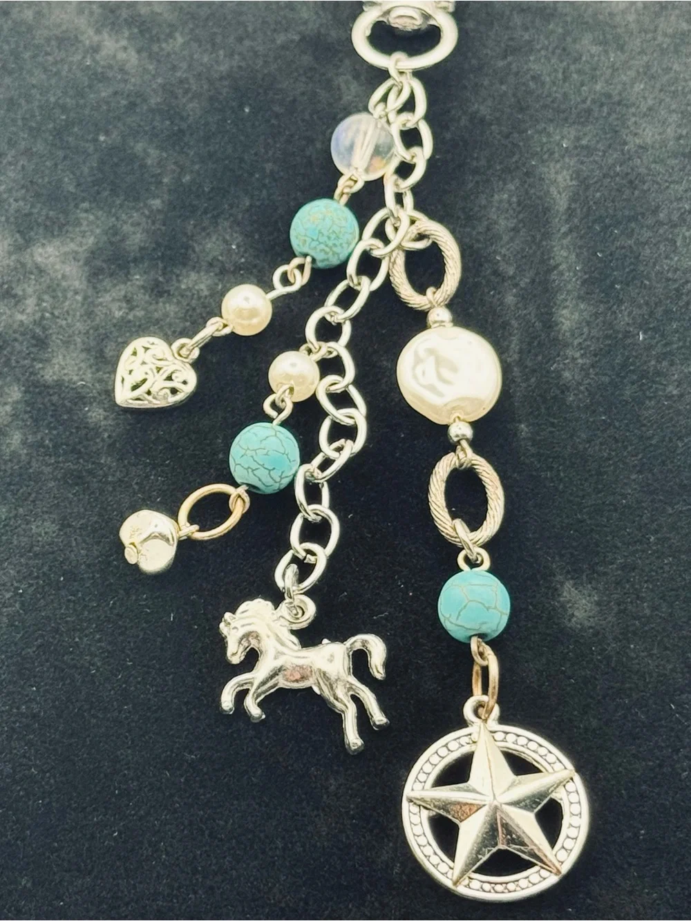 Southwestern Keychain Bag Charm - Turquoise Horse & Texas Star